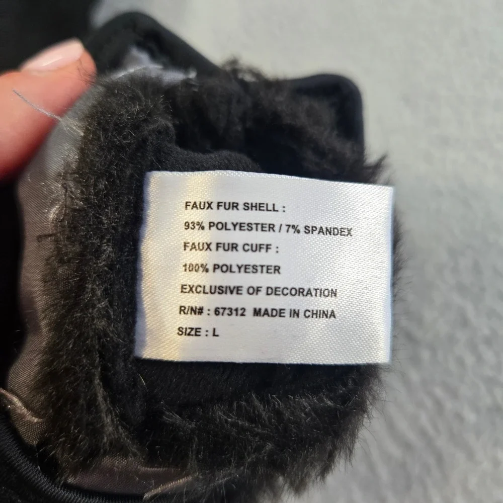 Weatherproof‎ Gloves Womens Large Black Faux Suede Faux Fur Trim Elegant Stretch